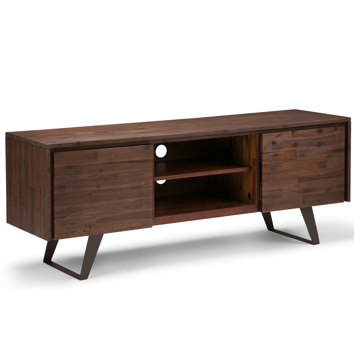 Lowry 63 Inch Wide Solid Wood TV Stand in Distressed