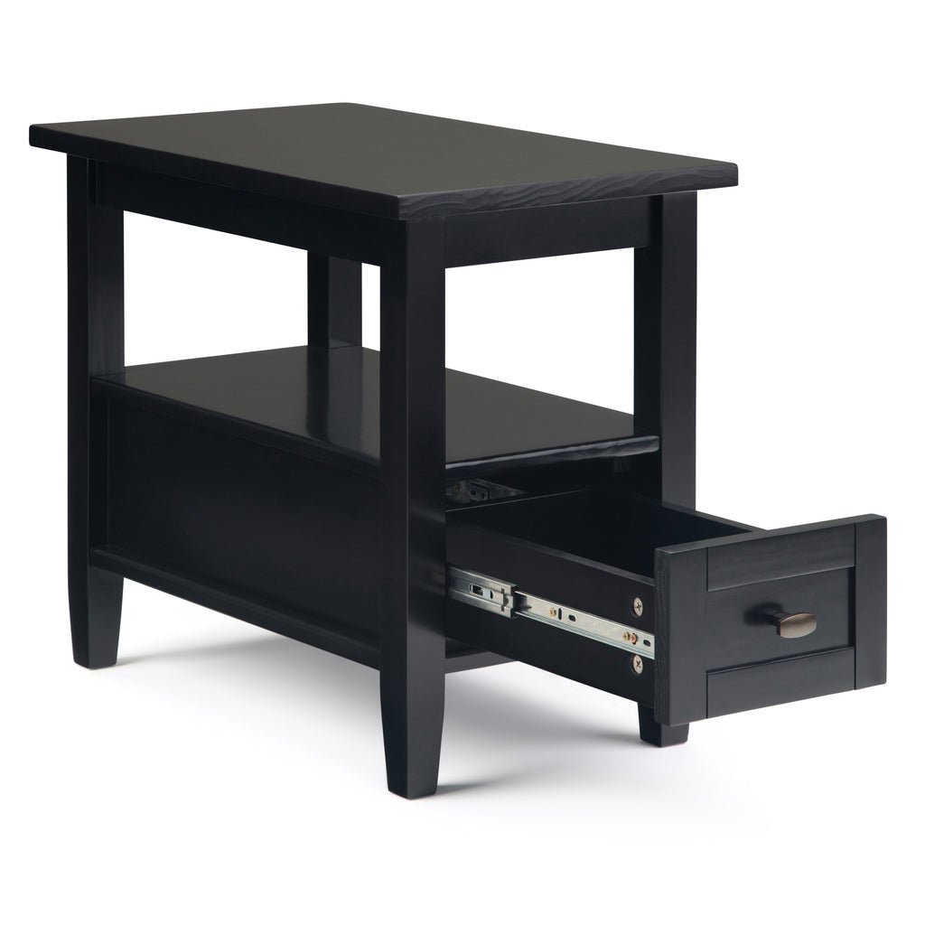 Warm Shaker Solid Wood 14 Inch Wide Transitional Narrow Side Table