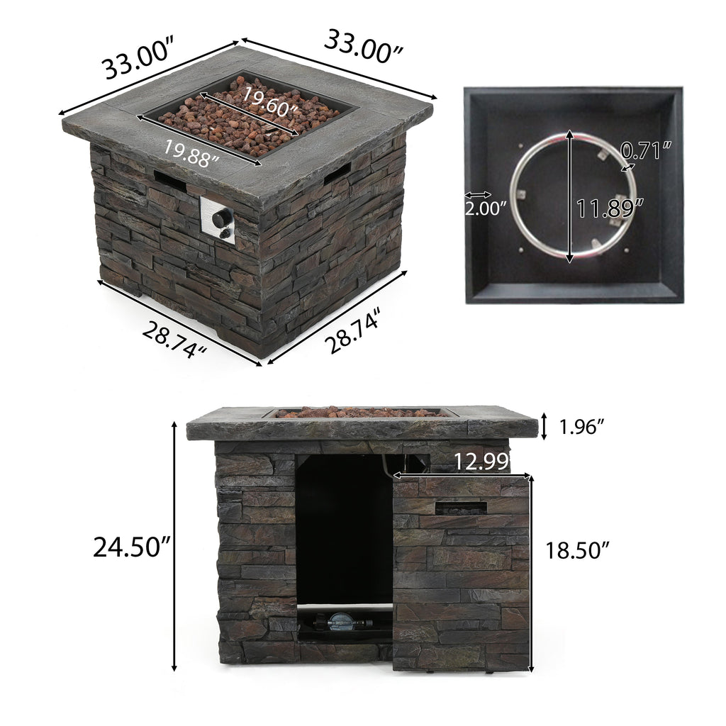 33" Square MGO Fire Pit - 40000 BTU