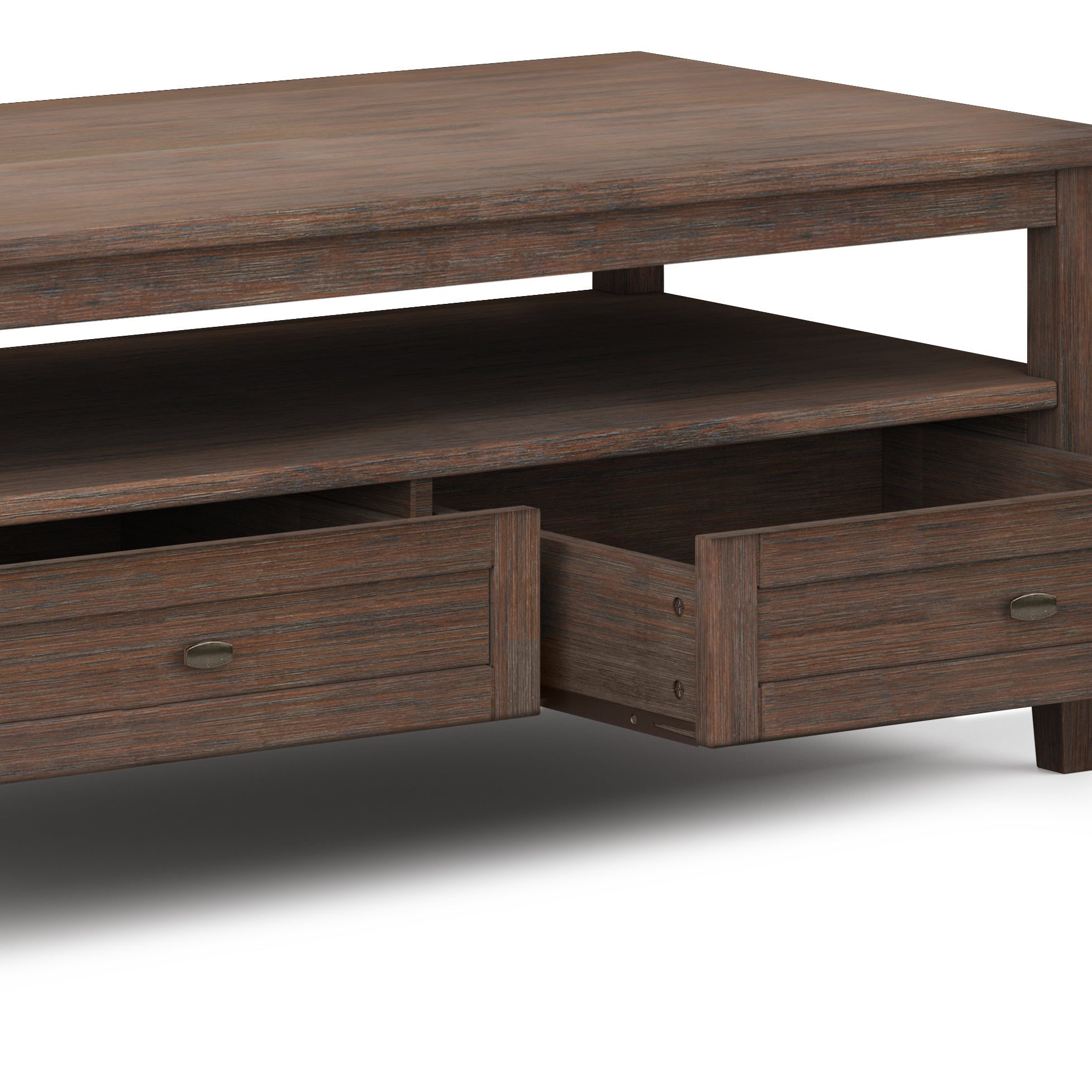 Warm Shaker Solid Wood 48 Inch Wide Transitional Coffee Table