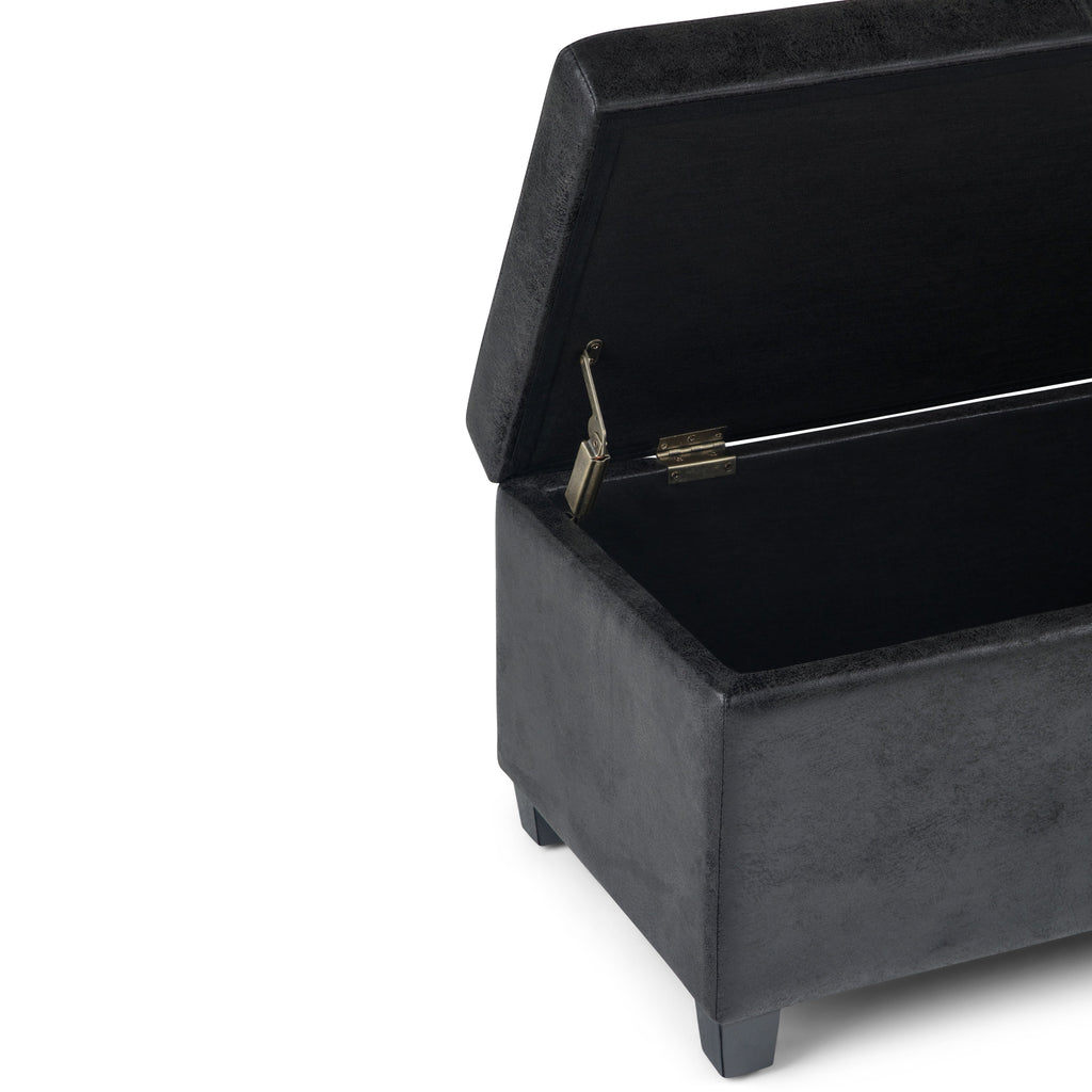 Avalon 48 Inch Wide Storage Ottoman Bench in Distressed