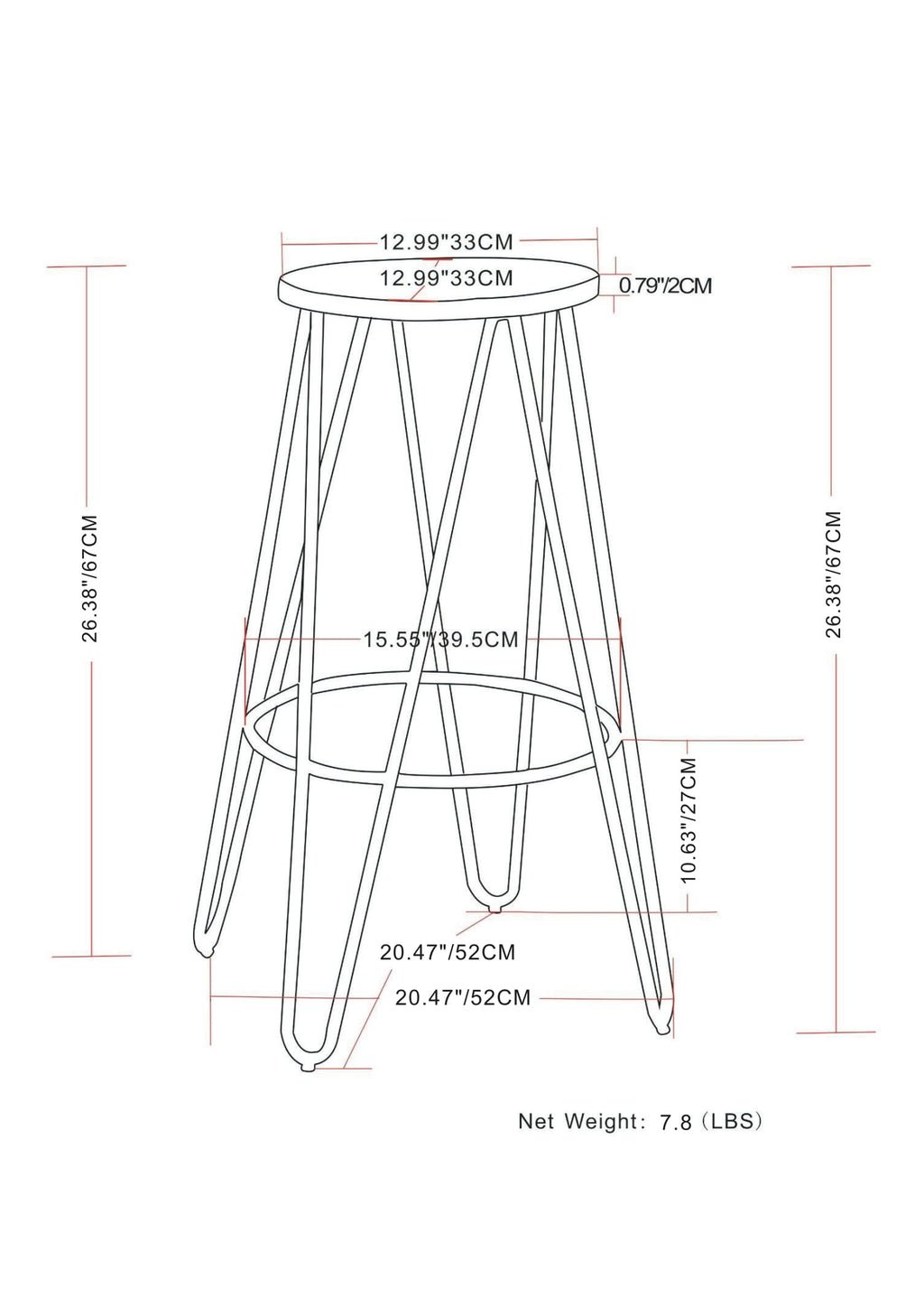 Simeon - 26" Metal Counter Height Stool with Wood Seat (Set of 2) - Cocoa