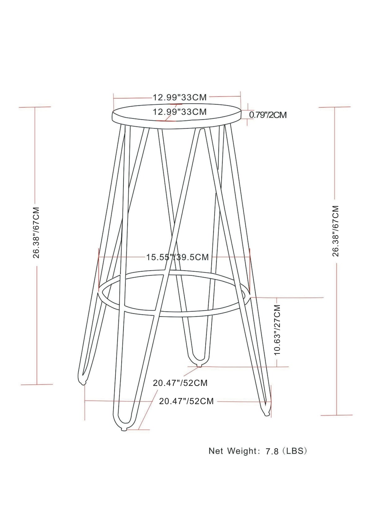 Simeon - 26" Metal Counter Height Stool with Wood Seat (Set of 2) - Cocoa