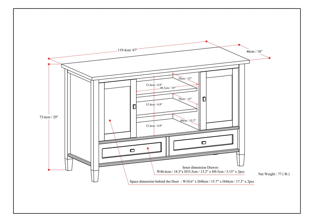 Warm Shaker 47 Inch Wide Solid Wood TV Stand