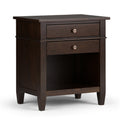 Carlton 24 Inch Wide Solid Wood Bedside Table in Brunette