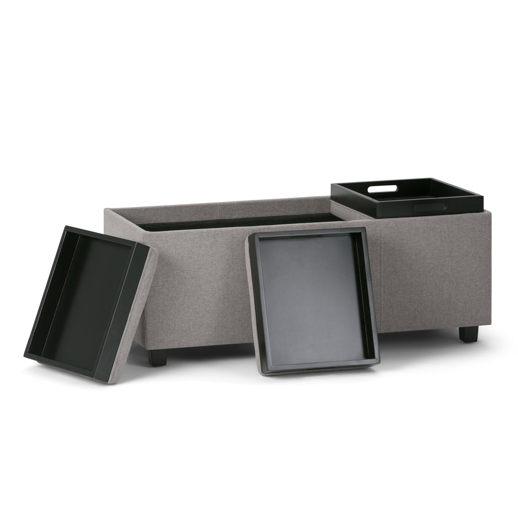 Avalon 42 Inch Wide Storage Ottoman in Cloud