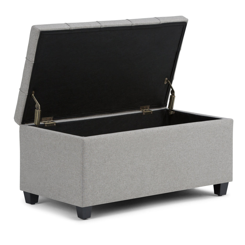 Sienna 33 Inch Wide Storage Ottoman Bench in Dove