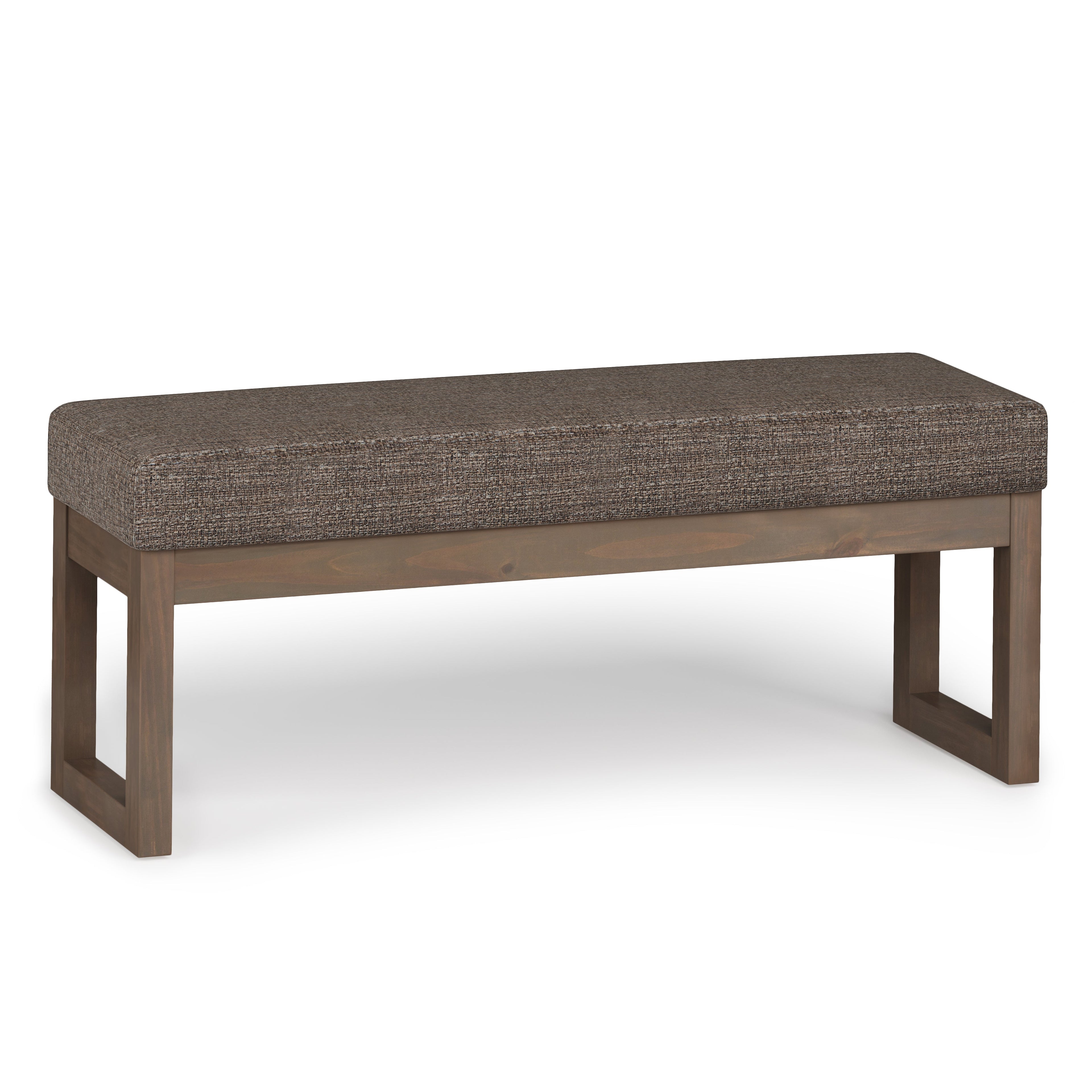 Milltown 44 Inch Wide Solid Wood Large Ottoman Bench in Mink
