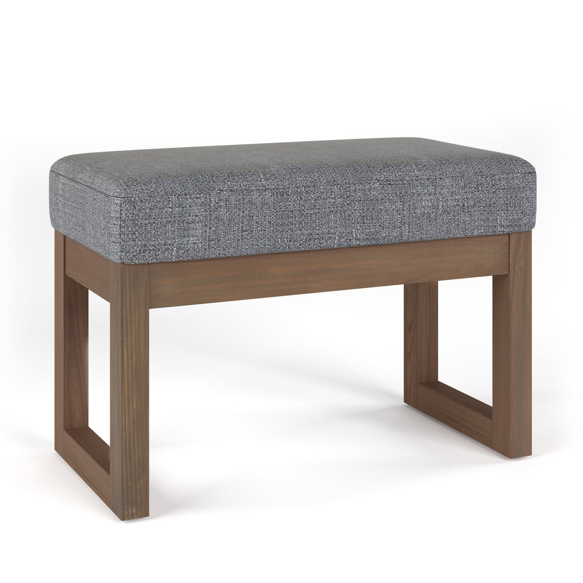 Milltown 27 Inch Wide Solid Wood Footstool Small Ottoman Bench in Pebble