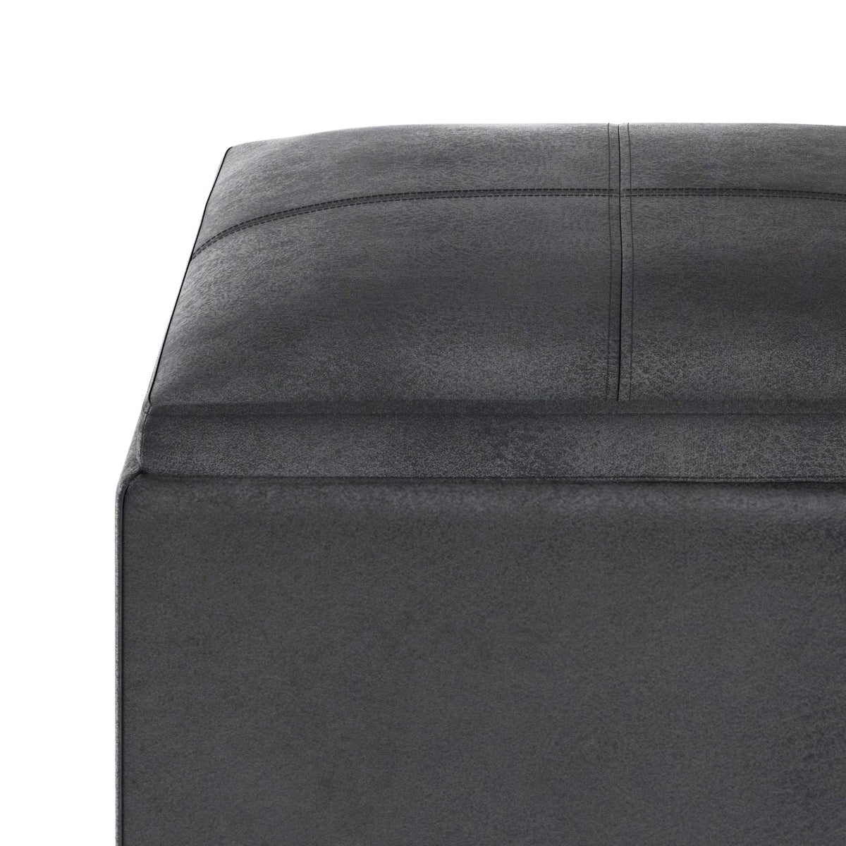 Rockwood 17 Inch Wide Cube Storage Ottoman with Tray in Distressed