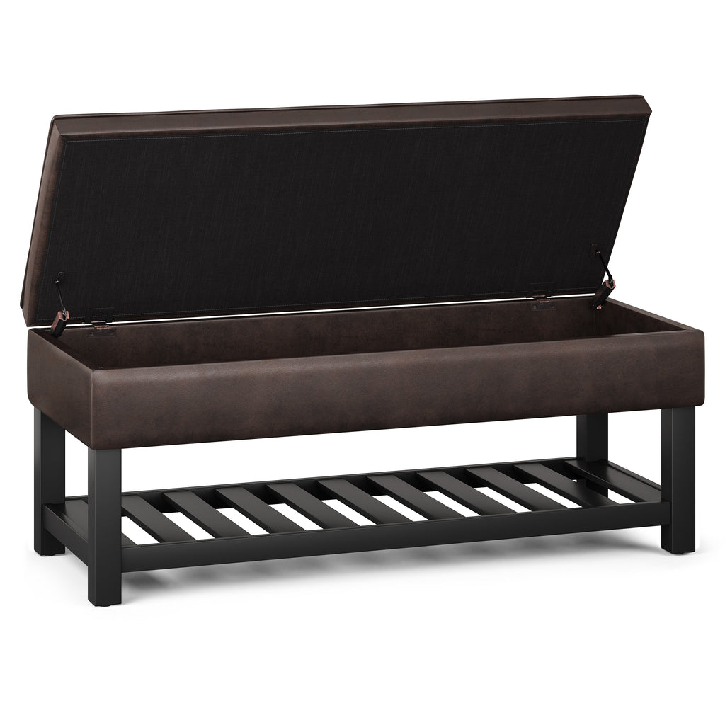 Cosmopolitan Storage Ottoman Bench with Open Bottom - Distressed
