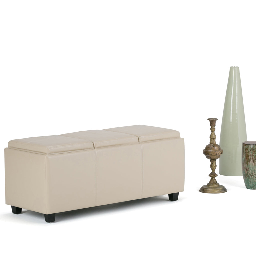 Avalon 42 Inch Wide Storage Ottoman in Satin