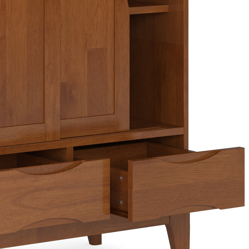 Harper 48 Inch Wide Solid Hardwood Mid-Century Modern Medium Storage Cabinet in Teak