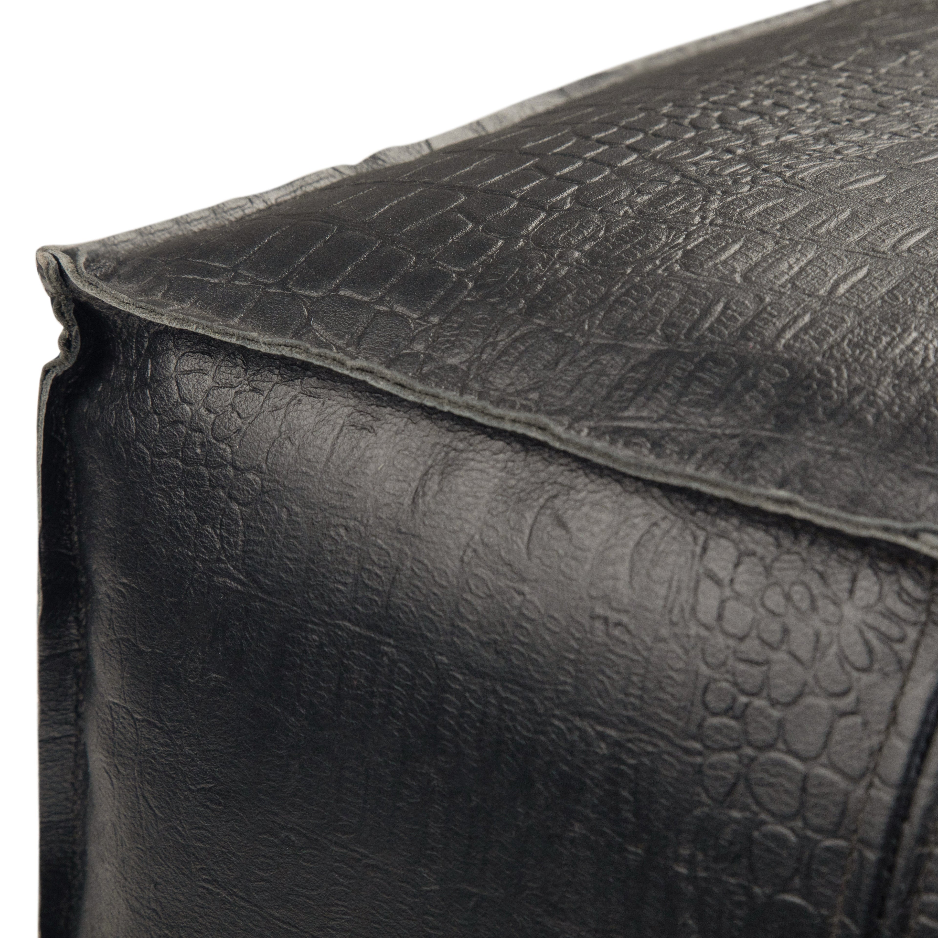 Brody 18 Inch Wide Square Top Stitch Pouf in Textured