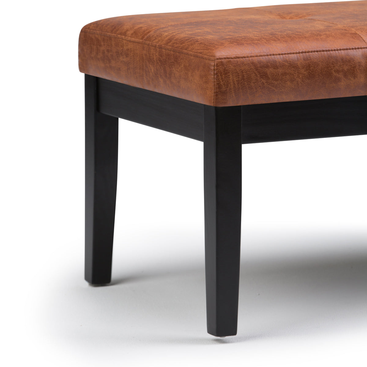 Lacey - Tufted Ottoman Bench - Distressed Saddle