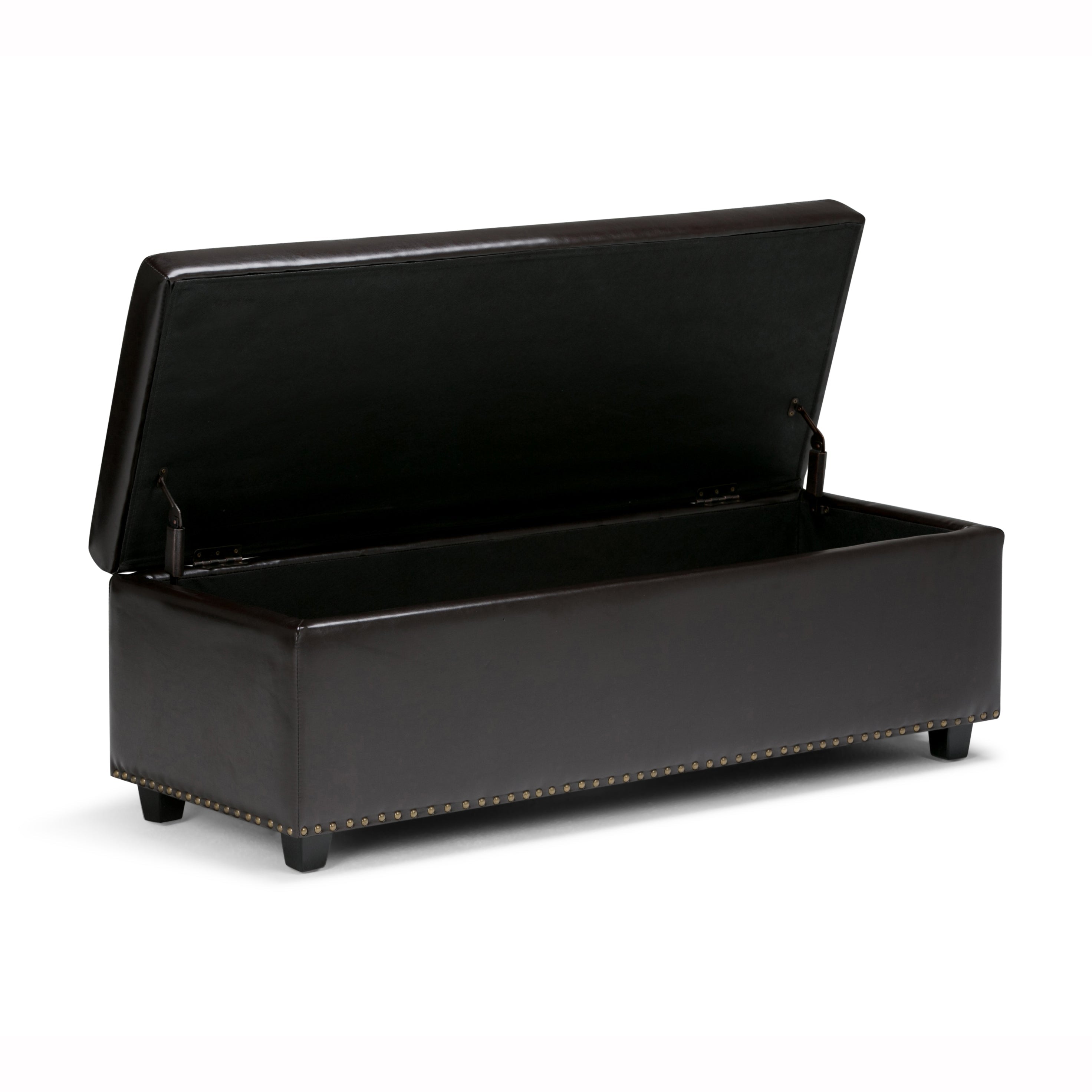 Hamilton 48 Inch Wide Storage Ottoman in Coffee