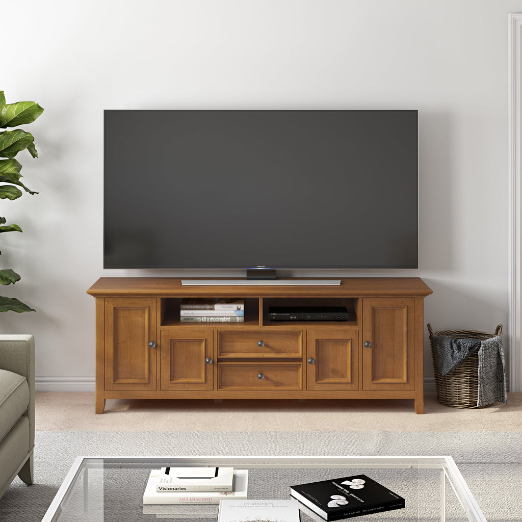 Amherst 72 Inch Wide Solid Wood TV Stand in Light Golden