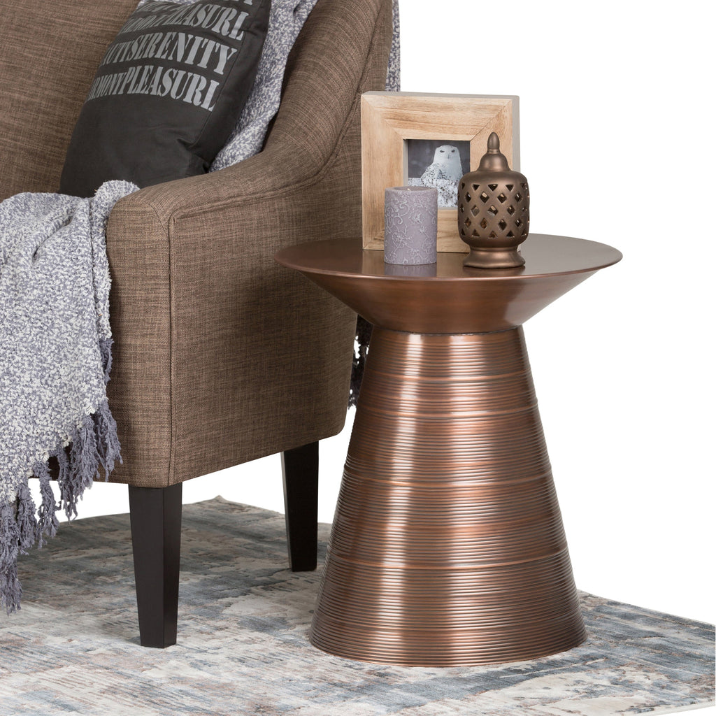 Sheridan 18 Inch Wide Metal Accent Table in Aged