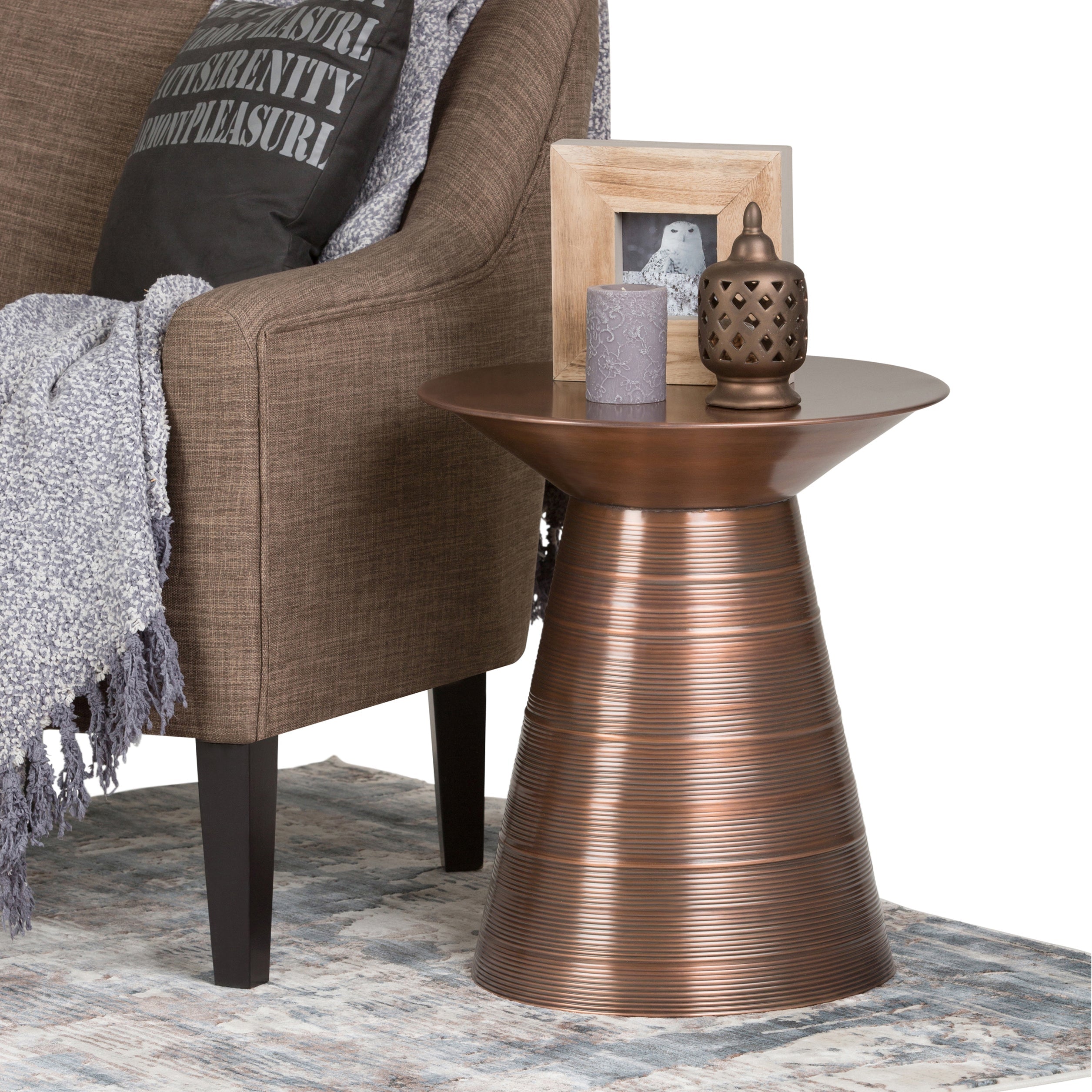 Sheridan 18 Inch Wide Metal Accent Table in Aged