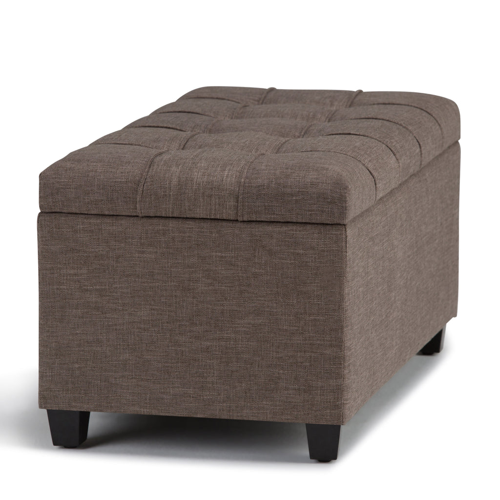 Sienna 33-Inch Wide Storage Ottoman Bench in Fawn