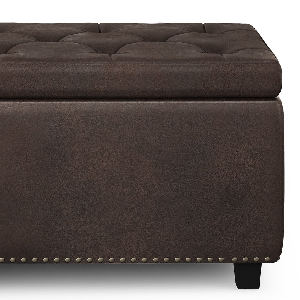 Hamilton 48 Inch Wide Storage Ottoman in Distressed