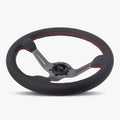 The Le Mans | Black Perforated Leather | Graphite Spoke | Red Stitch