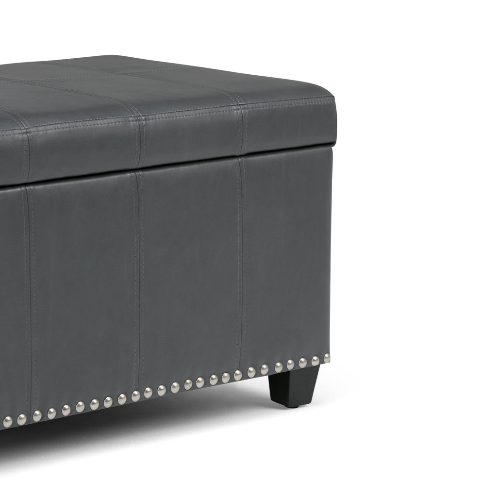 Amelia 33 Inch Wide Storage Ottoman Bench in Stone