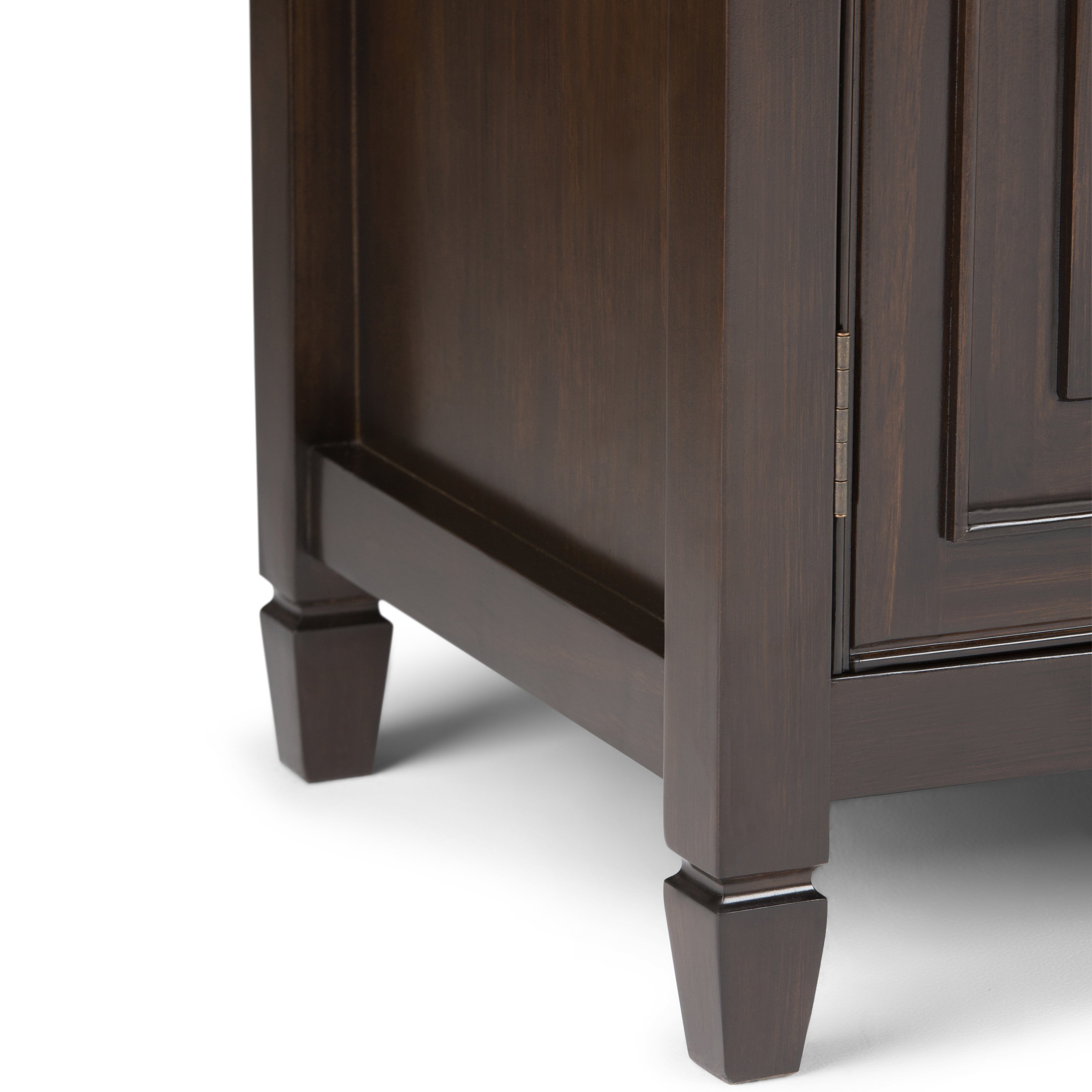 Connaught 72 Inch Wide Solid Wood TV Stand in Dark Chestnut