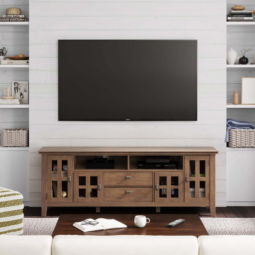 Artisan 72 Inch Wide Solid Wood TV Stand in Rustic