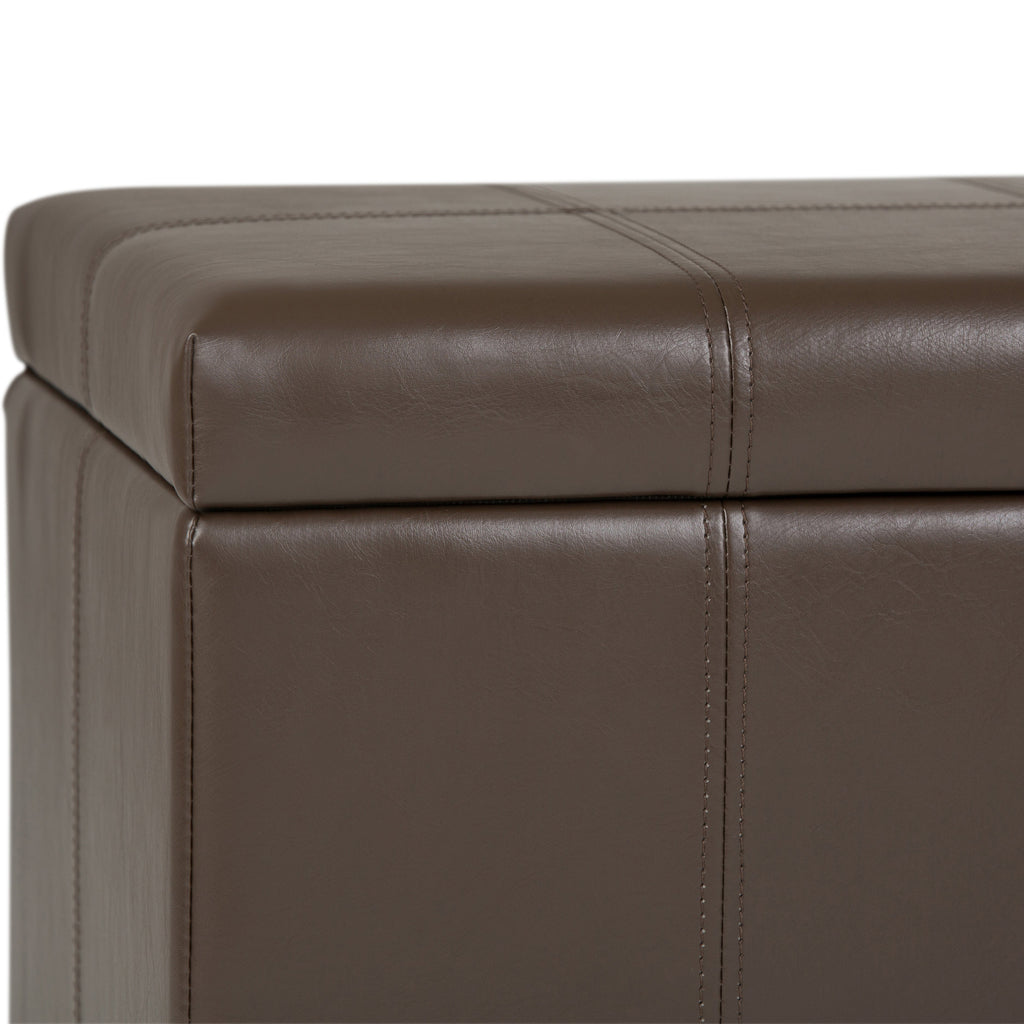 Dover 36 Inch Wide Storage Ottoman Bench in Chocolate