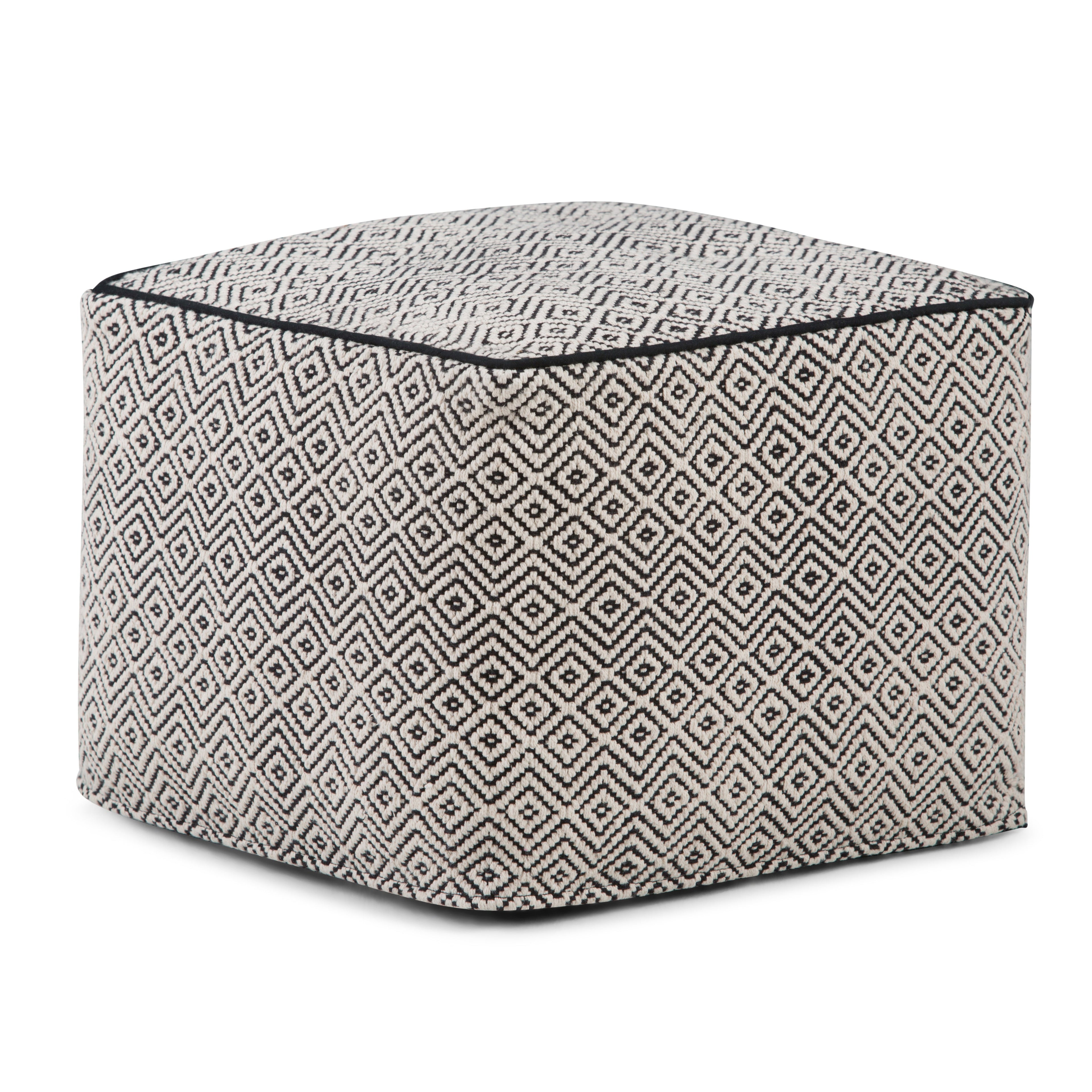 Brynn 18 Inch Wide Square Pouf in Patterned