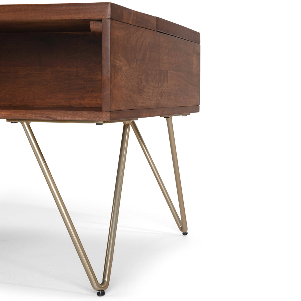 Hunter 48 Inch Wide Solid Mango Wood Lift Top Coffee Table in Umber
