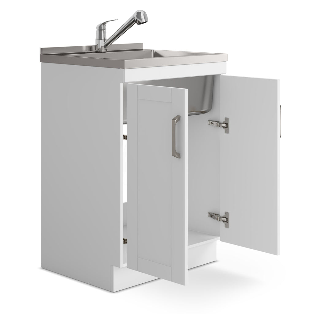 Kyle 24" Laundry Cabinet with Faucet and Stainless Steel Sink