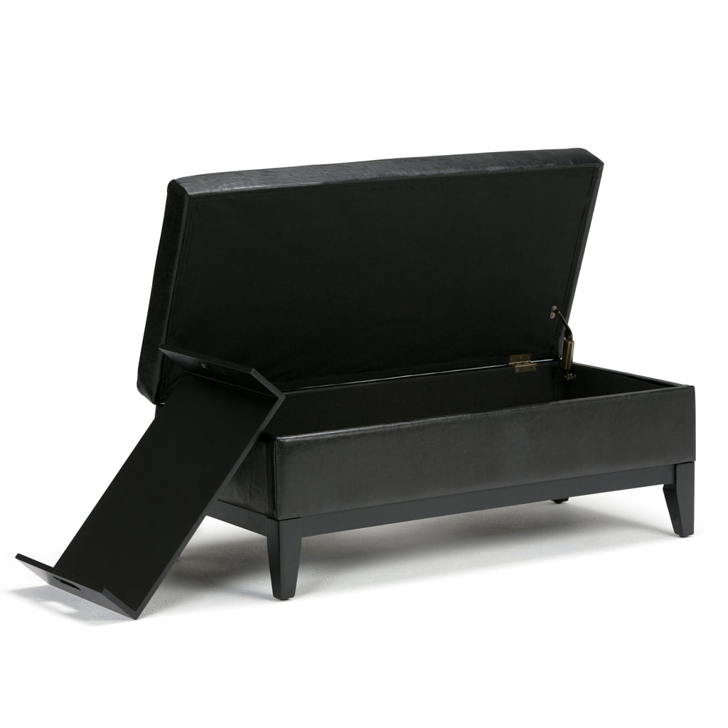 Oregon 42 Inch Wide Storage Ottoman Bench with Tray