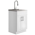 Modern Wide Shaker - 24" Laundry Cabinet with Faucet and Stainless Steel Sink