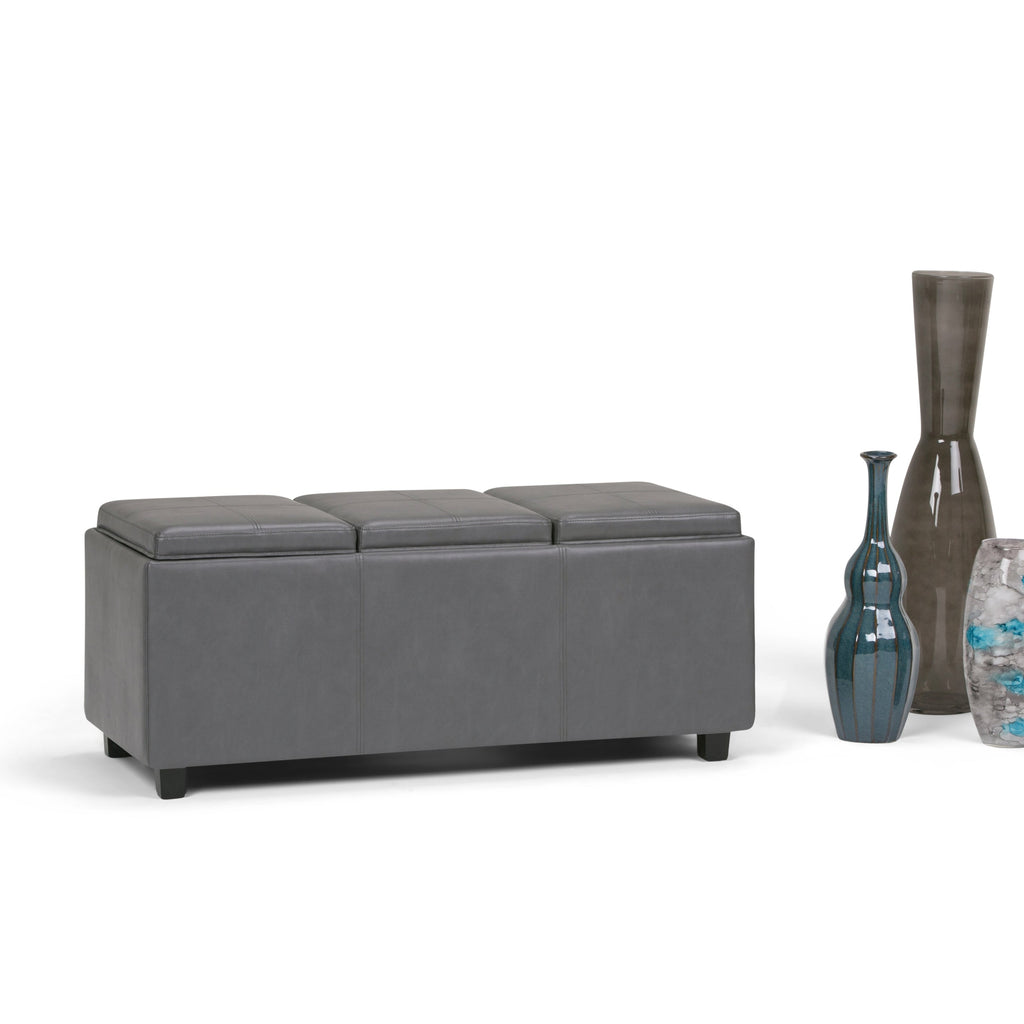 Avalon 42 Inch Wide Storage Ottoman in Stone