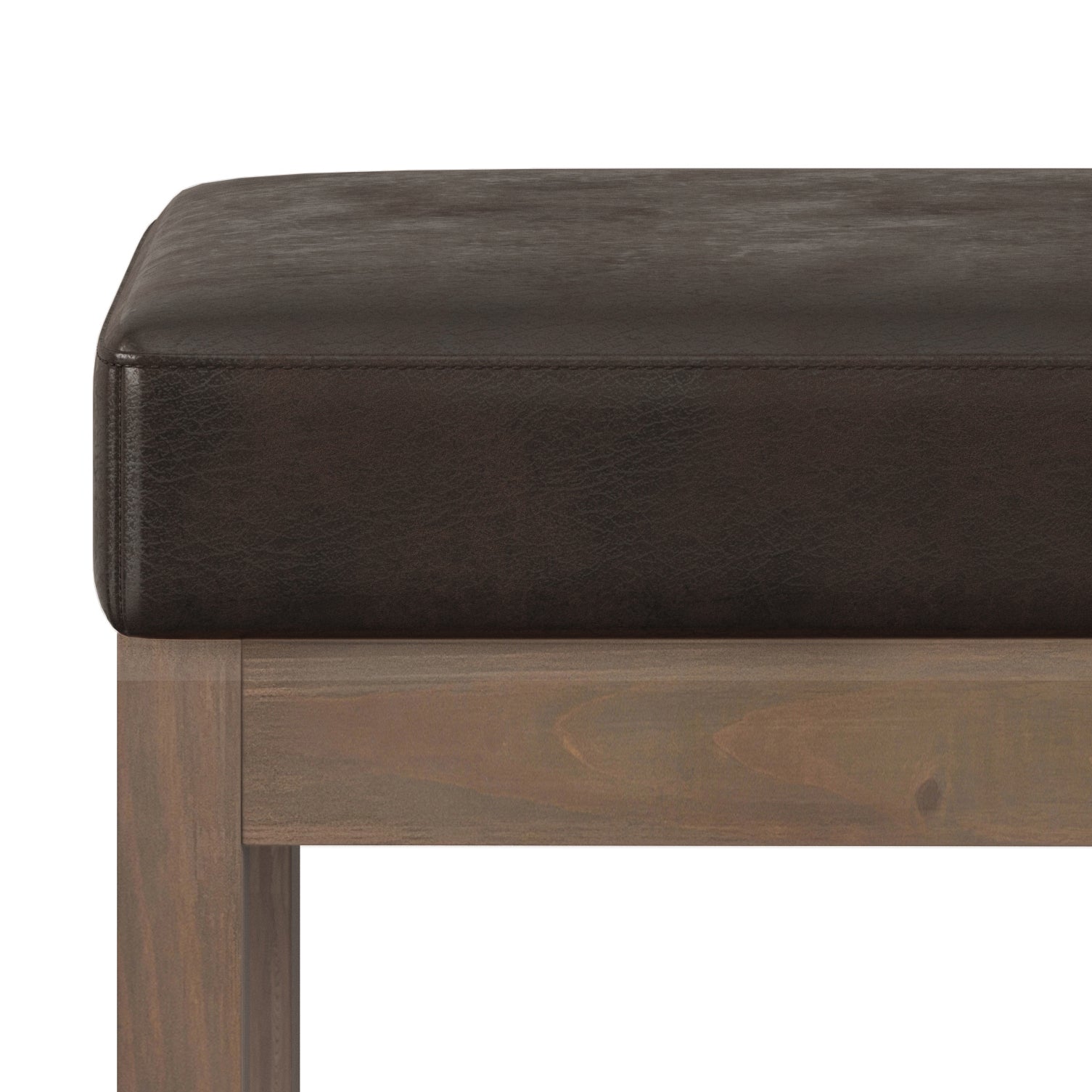 Milltown 27 Inch Wide Solid Wood Footstool Small Ottoman Bench