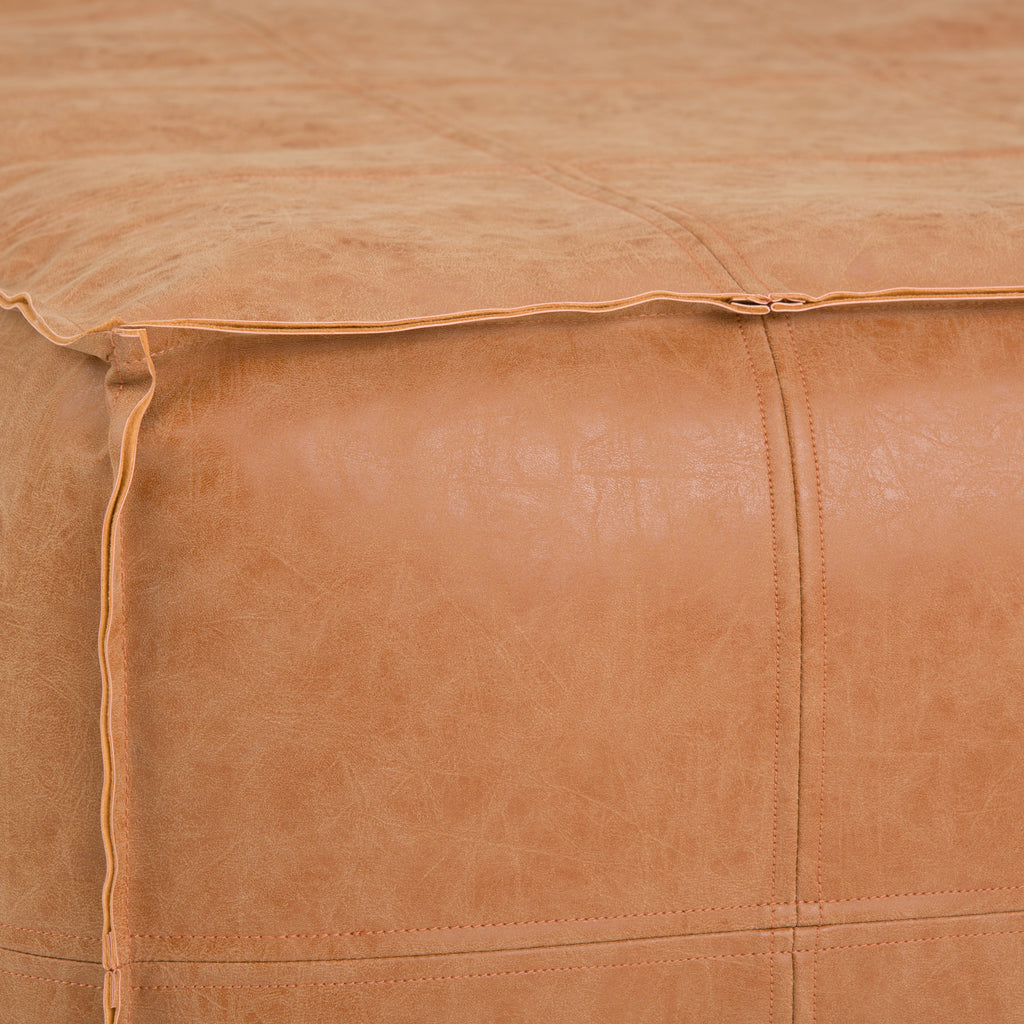 Brody - Large Square Coffee Table Pouf - Distressed