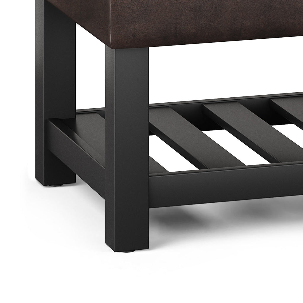 Cosmopolitan Storage Ottoman Bench with Open Bottom - Distressed