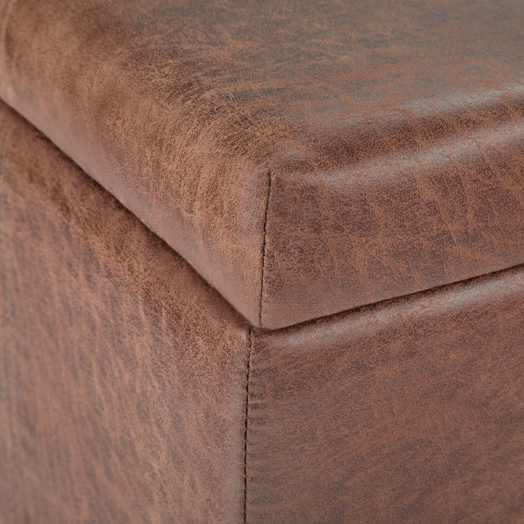 Dover 36 Inch Wide Storage Ottoman Bench in Distressed Umber
