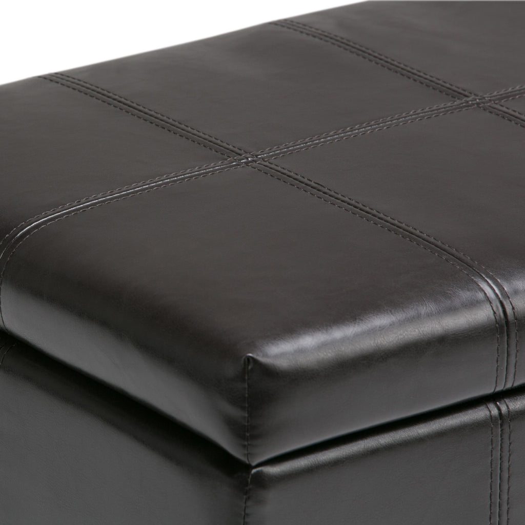 Dover 36 Inch Wide Storage Ottoman Bench in Tanners