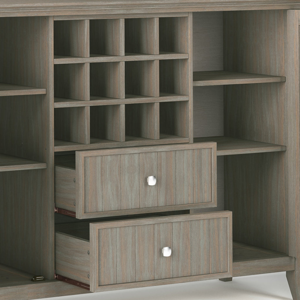 Bedford 54 Inch Wide Solid Wood Sideboard Buffet and Wine Rack