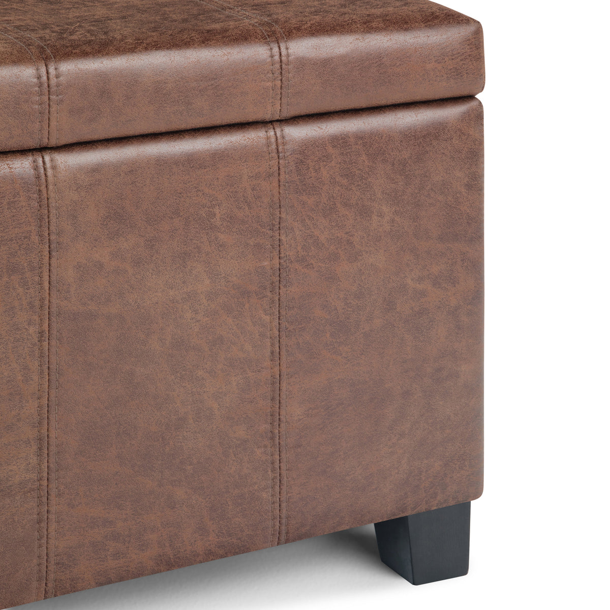 Dover 36 Inch Wide Storage Ottoman Bench in Distressed Umber