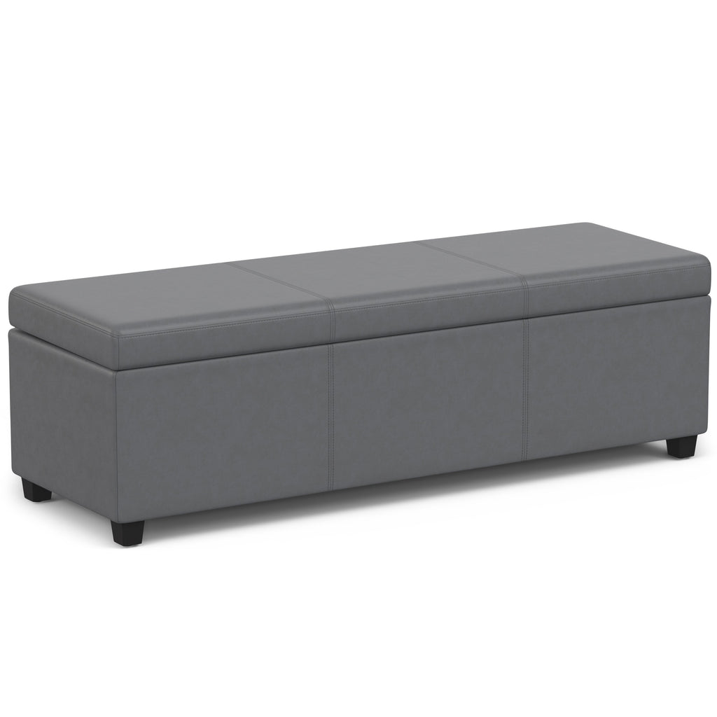 Avalon 54 Inch Wide Extra Large Storage Ottoman Bench in Stone