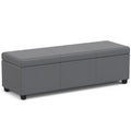 Avalon 54 Inch Wide Extra Large Storage Ottoman Bench in Stone