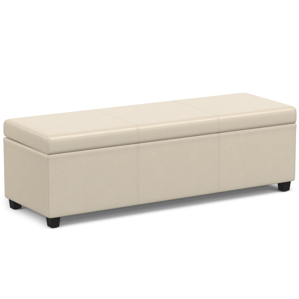 Avalon 54 Inch Wide Extra Large Storage Ottoman Bench in Satin