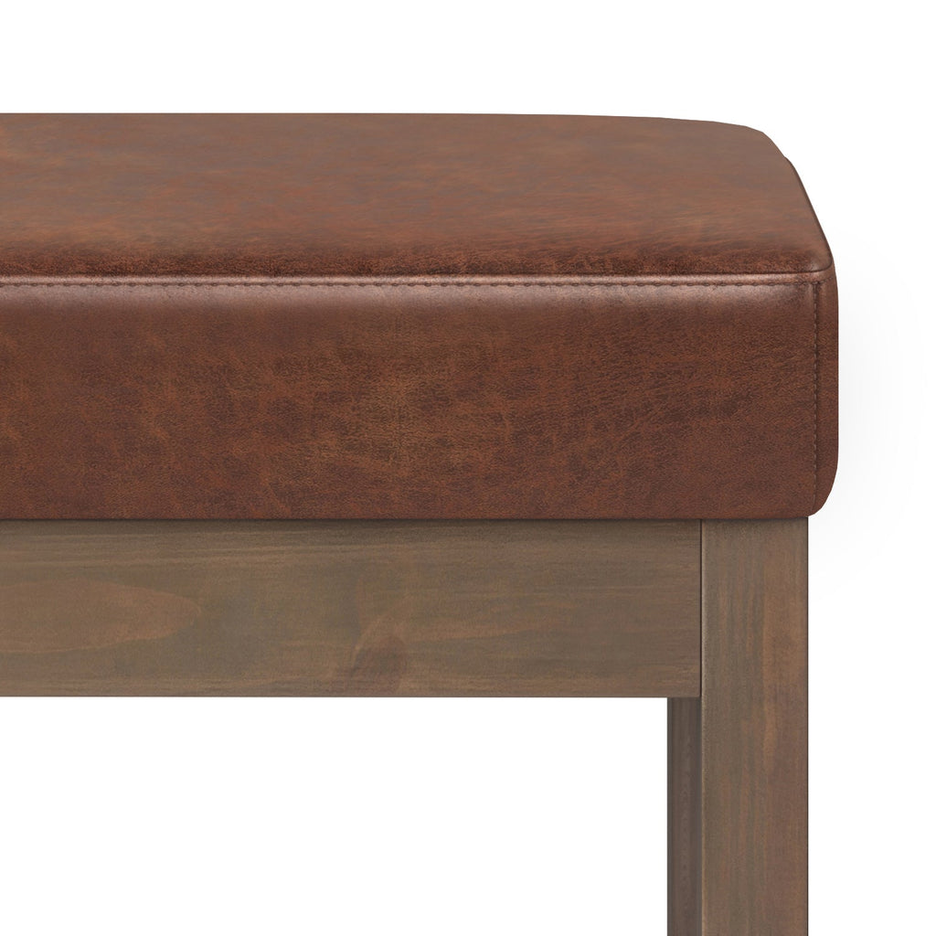 Milltown 27 Inch Wide Solid Wood Footstool Small Ottoman Bench