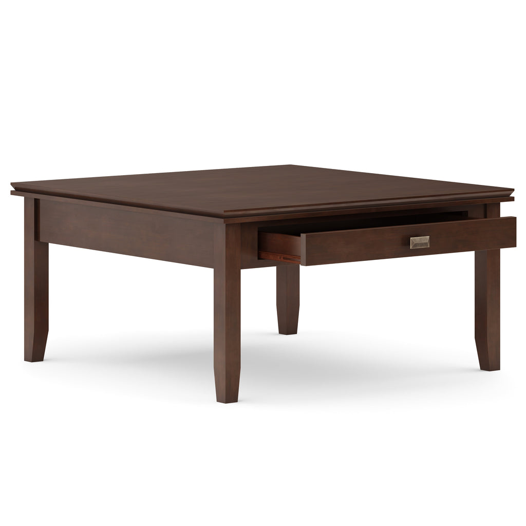 Artisan 36 Inch Wide Solid Wood Square Coffee Table in Russet