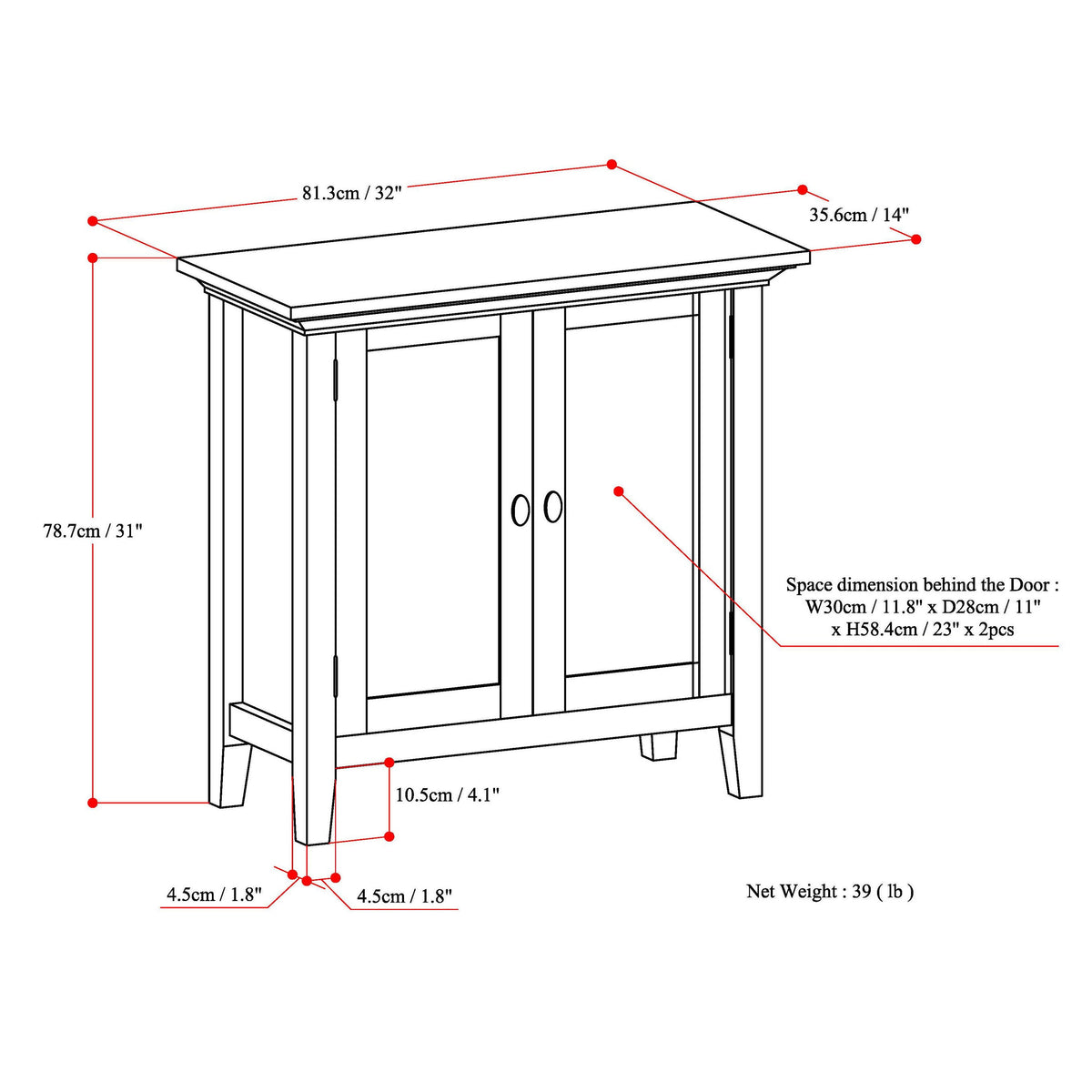 Redmond 32-Inch Wide Solid Wood Low Storage Cabinet in Light Golden