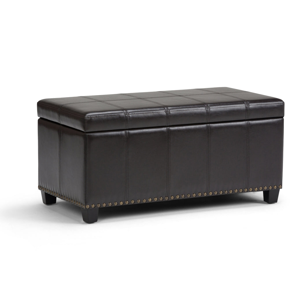 Amelia 33 Inch Wide Storage Ottoman Bench in Tanners